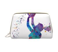 Borsa da trucco in pelle con cerniera portatile modello ragazza basket organizer portafoglio grande capacità viaggio trucco borsa articoli da toeletta, bianco, Taglia unica