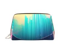 Borsa da trucco in pelle con stampa a onde sonore di musica fresca per le donne borsa da toilette da viaggio per articoli da toeletta borsa cosmetica