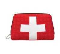 Borsa da trucco in pelle con stampa bandiera svizzera per donna borsa da toilette da viaggio per articoli da toeletta borsa cosmetica