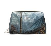 Borsa da trucco in pelle con stampa di nave pirata antica per donna borsa da toilette da viaggio per articoli da toeletta borsa cosmetica