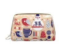 Borsa da trucco in pelle con stampa gnomo carino piccola borsa cosmetica da viaggio per donne, organizer cosmetico per borsa, Simpatici animali con pupazzo di neve, One Size