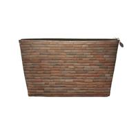 Borsa da trucco industriale con stampa a muro di mattoni per donna borsa da toilette da viaggio in pelle impermeabile per articoli da toeletta borsa cosmetica, Oro, Taglia unica, Beauty case