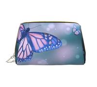 Borsa da trucco lavabile in pelle colorata con ricamo a farfalla per donne, borse cosmetiche da viaggio, astuccio portatile con cerniera organizer, Ricamo colorato farfalla, Taglia unica