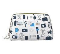 Borsa da trucco lavabile in pelle di pollo con stampa di animali artistici per donne, borse cosmetiche da viaggio, astuccio portatile con cerniera astuccio organizer, Stampa Tv Notizie, Taglia unica