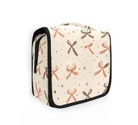 Borsa da trucco marrone con papillon con gancio per appendere Grande borsa cosmetica per le donne accessori da viaggio