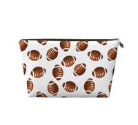 Borsa da trucco marrone rugby football americano, borse cosmetiche da viaggio borsa da toilette borsa per il trucco da donna, borsa per il trucco in pelle, borsa per il trucco carina, Oro, Taglia