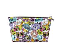 Borsa da trucco moderna con gatto astratto, trousse da viaggio per articoli da toeletta da donna, borsa per il trucco in pelle, borsa per il trucco carina, Oro, Taglia unica