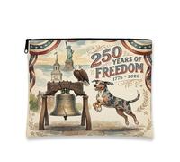 Borsa da trucco patriottica vintage, borsa da viaggio per cosmetici a tema libertà, per donne, organizer portatile in tela con cerniera, borsa per la cura della pelle per il giorno dell'indipendenza