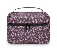 Borsa da trucco per donna, organizer con scomparti e maniglia, per la sensibilizzazione sul cancro al seno, per uomo, in morbida pelle impermeabile, per la cura della pelle, per viaggi, campeggio e