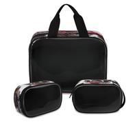 Borsa da trucco per donne e uomini, con mostro degli Stati Uniti, borsa per cosmetici traslucida, borsa da doccia, 3 pezzi da viaggio per articoli da toeletta organizer per cosmetici, Colore, XL,