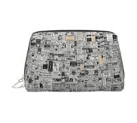 Borsa da trucco per giornali, borsa da viaggio con scomparti, borsa da toilette portatile per donne, Argento, One Size