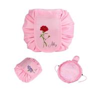 Borsa da Trucco Personalizzata con Nome Borsa da Viaggio con Cordoncino Regalo per Donne Mamma Moglie Figlia Amica (#1-Rosa)