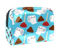 Borsa da trucco portatile con cerniera da viaggio borsa da toilette per le donne a portata di mano sacchetto cosmetico sacchetto di carta igienica stantuffo cacca blu