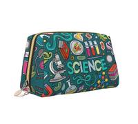 Borsa da trucco portatile con cerniera in pelle stampata a tema scienza del fumetto borsa cosmetica borsa da viaggio organizer da toilette frizione