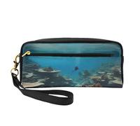 Borsa da trucco portatile da donna con stampa subacquea vista oceanica per cosmetici organizer da toilette compagno di viaggio