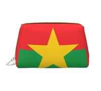 Borsa da trucco portatile in pelle per le donne - Organizzatore cosmetico da viaggio, grande borsa per il trucco con stampa bandiera del Burkina Faso