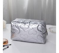 Borsa da trucco quadrata con texture a cuore, custodia per cosmetici, borsa per prodotti per la cura della pelle, necessaire da viaggio, cubi per l'imballaggio, accessori essenziali per crociere e dor