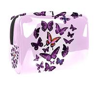 Borsa da trucco rosa con farfalla per borsa da viaggio portatile organizer per articoli da toeletta Beauty Bag per donne, Multicolore 10., 18.5x7.5x13cm/7.3x3x5.1in, Beauty Case