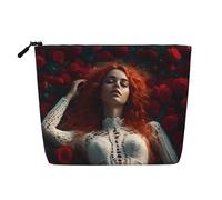Borsa da trucco Sleeping Beauty, grande capacità da viaggio per donna, borsa cosmetica portatile impermeabile con cerniera, monostrato in finta canapa