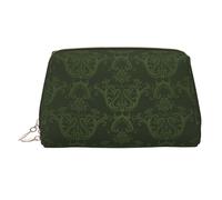 Borsa da trucco stampata con bandiera italiana per le donne borsa da trucco in pelle portatile da viaggio con cerniera dorata organizer per cosmetici, Modello floreale verde cacciatore di petali, One