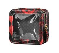 Borsa da trucco trasparente nera e rossa con alieni malvagi gotici per borsa da toilette organizer portatile per il trucco per viaggiare