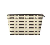 Borsa da trucco vintage con stampa di treno, borsa da toilette da viaggio per donne, graziosa borsa organizer per trucco in pelle