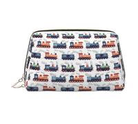 Borsa da trucco vintage con treno a vapore 1, borsa per cosmetici da viaggio da donna, custodia per trucco in pelle di grande capacità, organizer per trucchi, graziosa borsa per il trucco