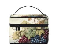 Borsa da trucco vintage con uva pittura a olio borsa cosmetica da viaggio organizer per articoli da toeletta per donne ragazze valigetta portatile da trucco