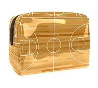 Borsa da trucco vintage in legno da basket con cerniera, organizer da viaggio per cosmetici per donne e ragazze, Multicolore 02, 18.5x7.5x13cm/7.3x3x5.1in, Beauty Case