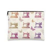 Borsa da trucco vintage per macchina da cucire, con motivo a farfalla, borsa da viaggio per donne, organizer portatile in tela con cerniera, perfetta per gli amanti del fai da te, regalo di primavera