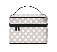 Borsa da trucco Wave Point, da viaggio cosmetici da donna e ragazza, grande organizer per trucco, toeletta portatile, beige