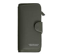 Borsa da uomo in pelle alla moda lunga tinta unita con cerniera multi carta d'identità borsa da donna pochette semplice portafogli per uomo, Verde, Taglia unica