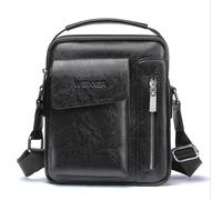 Borsa da Uomo in Pelle Borsello a Tracolla Grande per Lavoro Nero Cuoio Vintage