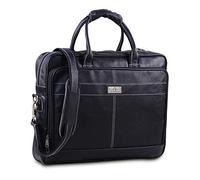 Borsa da uomo in pelle da 18 pollici per computer portatile in pelle nera - morbida e morbida valigetta in vera pelle per uomo con custodia imbottita per computer