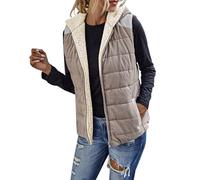 Borsa da uomo in pelle, gilet reversibile autunnale da donna, giacca in pile senza maniche, chiusura lampo, tasche, cappotto invernale caldo, capispalla batteria per gilet riscaldato, cachi., L