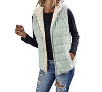 Borsa da uomo in pelle, gilet reversibile autunnale da donna, giacca in pile senza maniche, chiusura lampo, tasche, cappotto invernale caldo, capispalla batteria per gilet riscaldato, verde, S