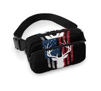 Borsa da uomo piccola, portatile, decorativo alla moda con tracolla regolabile, motivo mimetico bandiera americana, mimetico da caccia, nero