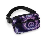 Borsa da uomo piccola, portatile, decorativo alla moda con tracolla regolabile, motivo tie-dye viola astratto psichedelico