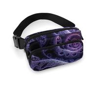 Borsa da uomo piccola, portatile, decorativo alla moda con tracolla regolabile, motivo tie-dye viola astratto psichedelico