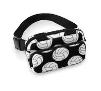 Borsa da uomo piccola, portatile, decorativo alla moda con tracolla regolabile, pallone da pallavolo bianco e nero