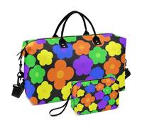 Borsa da vacanza Combo Grande Borsa & Mini sacchetto Wave Trapuntato Mesh Pocket Elegante Daily Storage, Fiori Trend Art, One Size, Classico