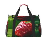 Borsa da viaggio a mano a forma di fragola, grande, riutilizzabile, perfetta per attività all'aperto, sport, campeggio e generi alimentari, nero, Taglia unica