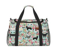 Borsa da viaggio a mano con animali della fattoria, grande, riutilizzabile, perfetta per attività all'aperto, sport, campeggio e generi alimentari, nero, Taglia unica