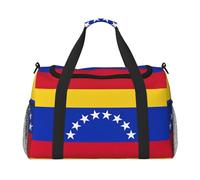 Borsa da viaggio a mano con bandiera del Venezuela, grande borsa per la spesa riutilizzabile, perfetta per attività all'aperto, sport, campeggio e generi alimentari, nero, Taglia unica