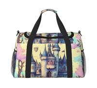 Borsa da viaggio a mano con castello delle fiabe. Design alla moda, grande capacità di archiviazione, adatta per viaggi di lavoro e brevi viaggi.