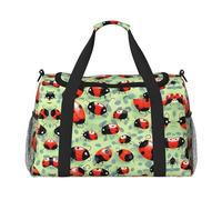 Borsa da viaggio a mano con coccinelle, grande, riutilizzabile, perfetta per attività all'aperto, sport, campeggio e generi alimentari, nero, Taglia unica