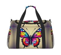 Borsa da viaggio a mano con farfalle colorate, grande borsa per la spesa riutilizzabile, perfetta per attività all'aperto, sport, campeggio e generi alimentari, nero, Taglia unica