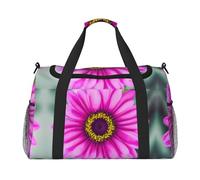 Borsa da viaggio a mano con fiori rosa, grande borsa per la spesa riutilizzabile, perfetta per attività all'aperto, sport, campeggio e generi alimentari, nero, Taglia unica