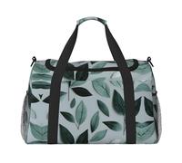 Borsa da viaggio a mano con foglie grigie, grande, riutilizzabile, perfetta per attività all'aperto, sport, campeggio e generi alimentari, nero, Taglia unica