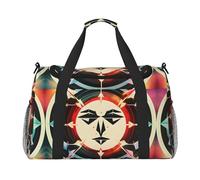 Borsa da viaggio a mano con frecce da caccia, triangoli e cervi, grande borsa riutilizzabile per la spesa, perfetta per attività all'aperto, sport, campeggio e generi alimentari, nero, Taglia unica
